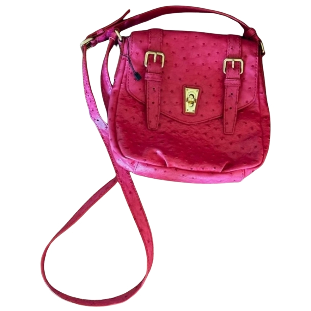 Marc By Marc Jacobs Pink Vegan Ostrich Embossed Crossbody Saddle Bag Pur…